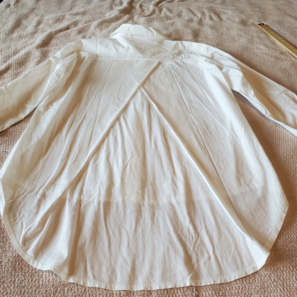 Yolly Italy White Button Down Shirt High Low Crossover Back Blouse Womens‎ L - Picture 4 of 7